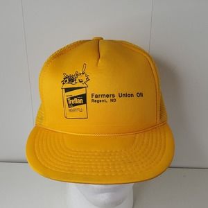 VTG Treflan Farmers Union Oil Company Mesh Trucker Hat Snapback Cap Regent ND